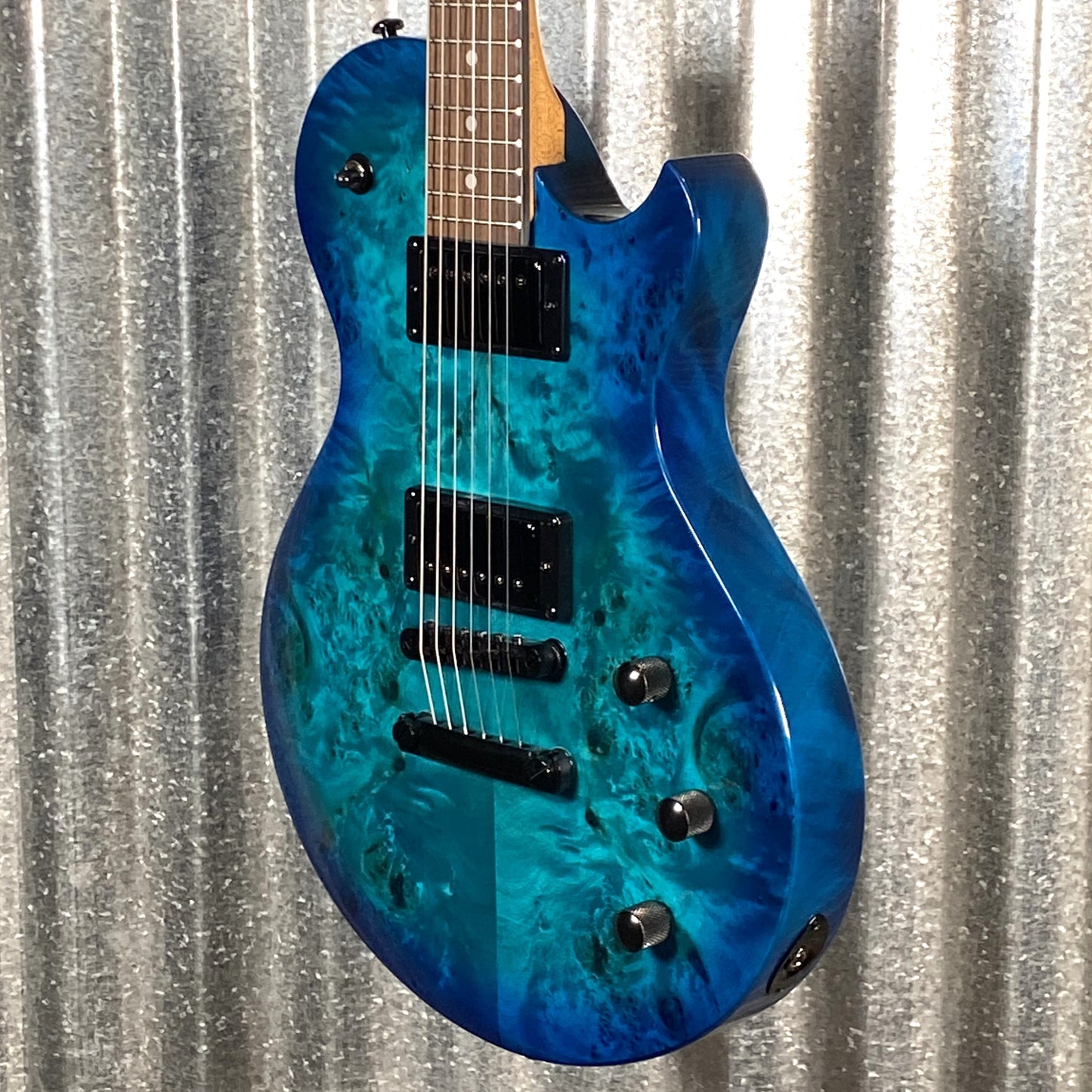 Schecter Solo-II Standard Ocean Blue Burst Burl Guitar #0502 Blem