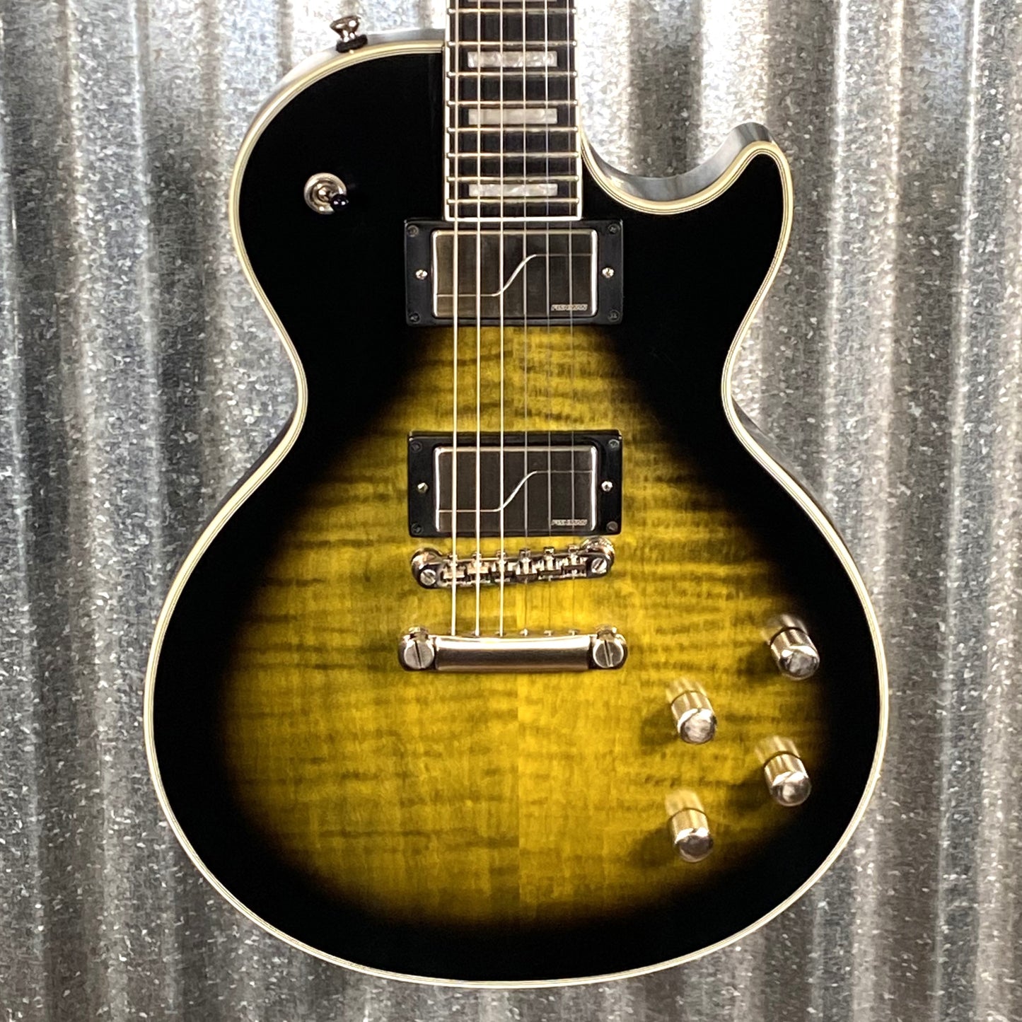 Epiphone Les Paul Prophecy Olive Tiger Aged Fishman Fluence Guitar & Bag #6204