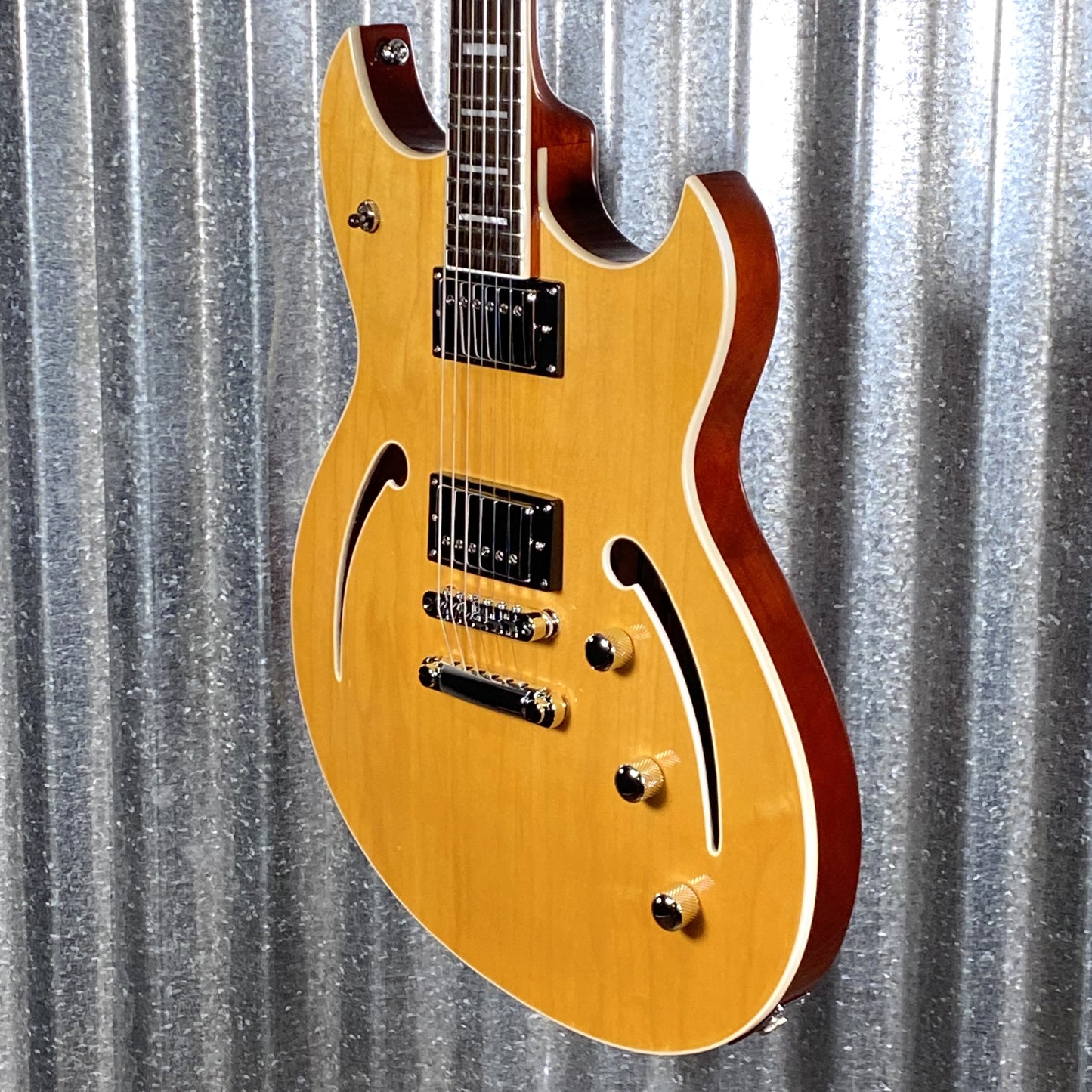 Reverend Limited Edition Manta Ray Semi Hollow Body Archtop Vintage Clear Natural Guitar & Case #3