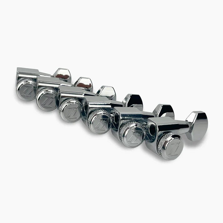 True Lok TK-7107-010 Mid Size Guitar Locking Tuners Single Pin 6 In Line Chrome Fits G&L USA
