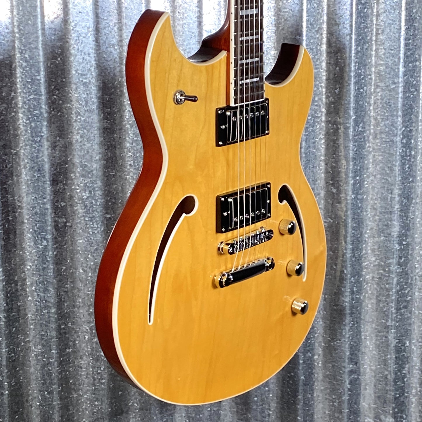 Reverend Limited Edition Manta Ray Semi Hollow Body Archtop Vintage Clear Natural Guitar & Case #3