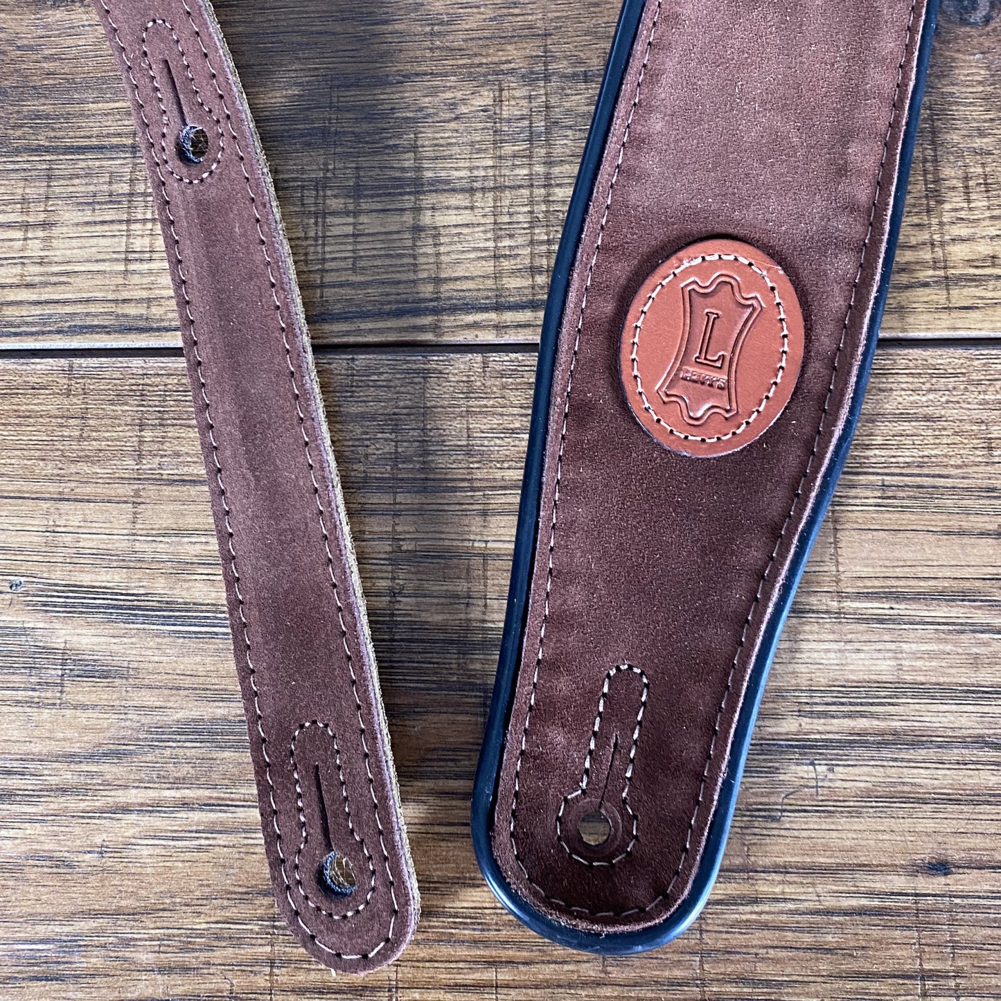 Levy's MSS3-BRN 2.5" Suede Leather Guitar Bass Strap Brown