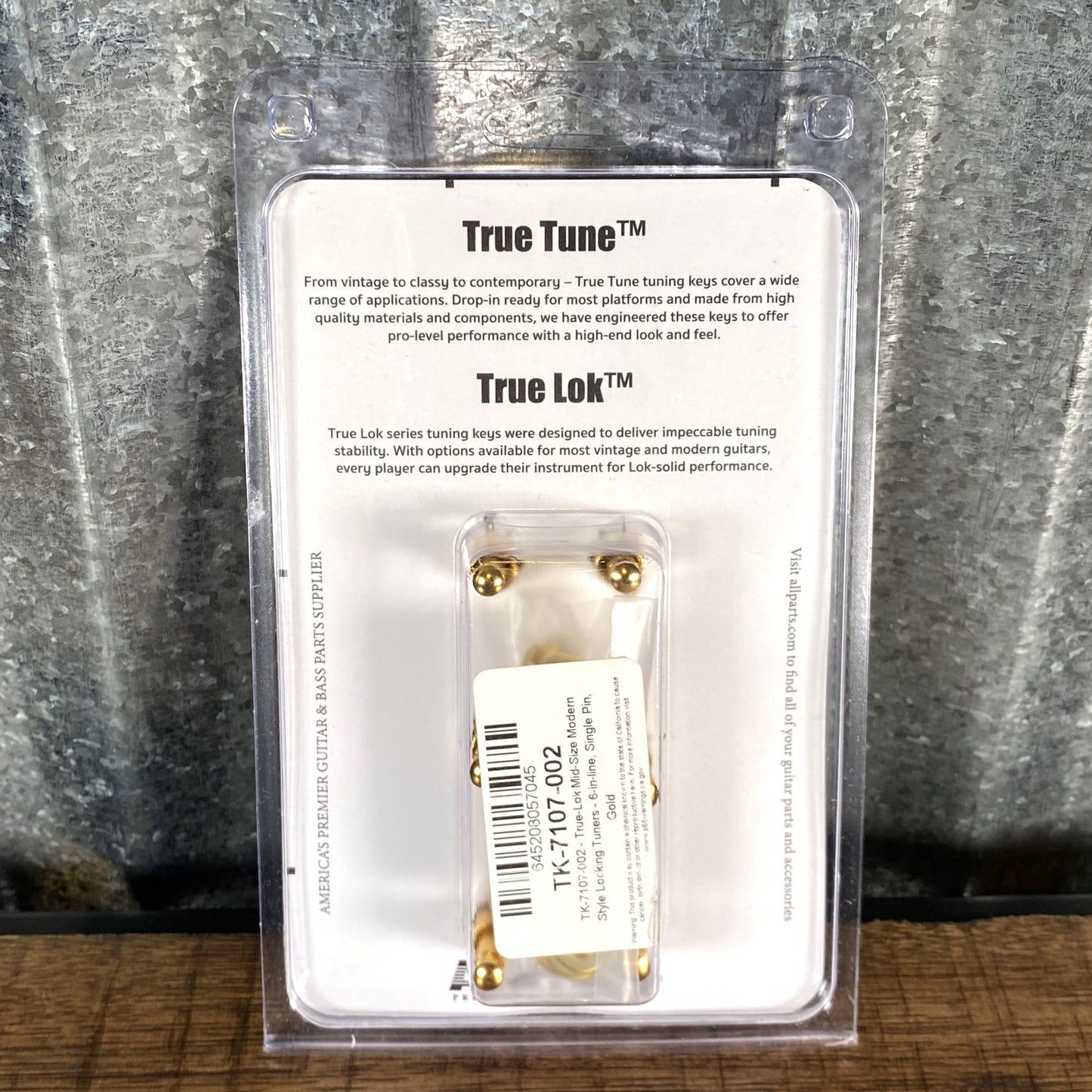 True Lok TK-7107-002 Mid Size Guitar Locking Tuners Single Pin 6 In Line Gold Fits G&L USA