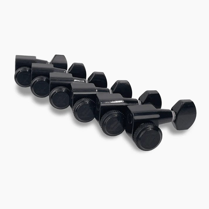 True Lok TK-7107-003 Mid Size Guitar Locking Tuners Single Pin 6 In Line Black Fits G&L USA