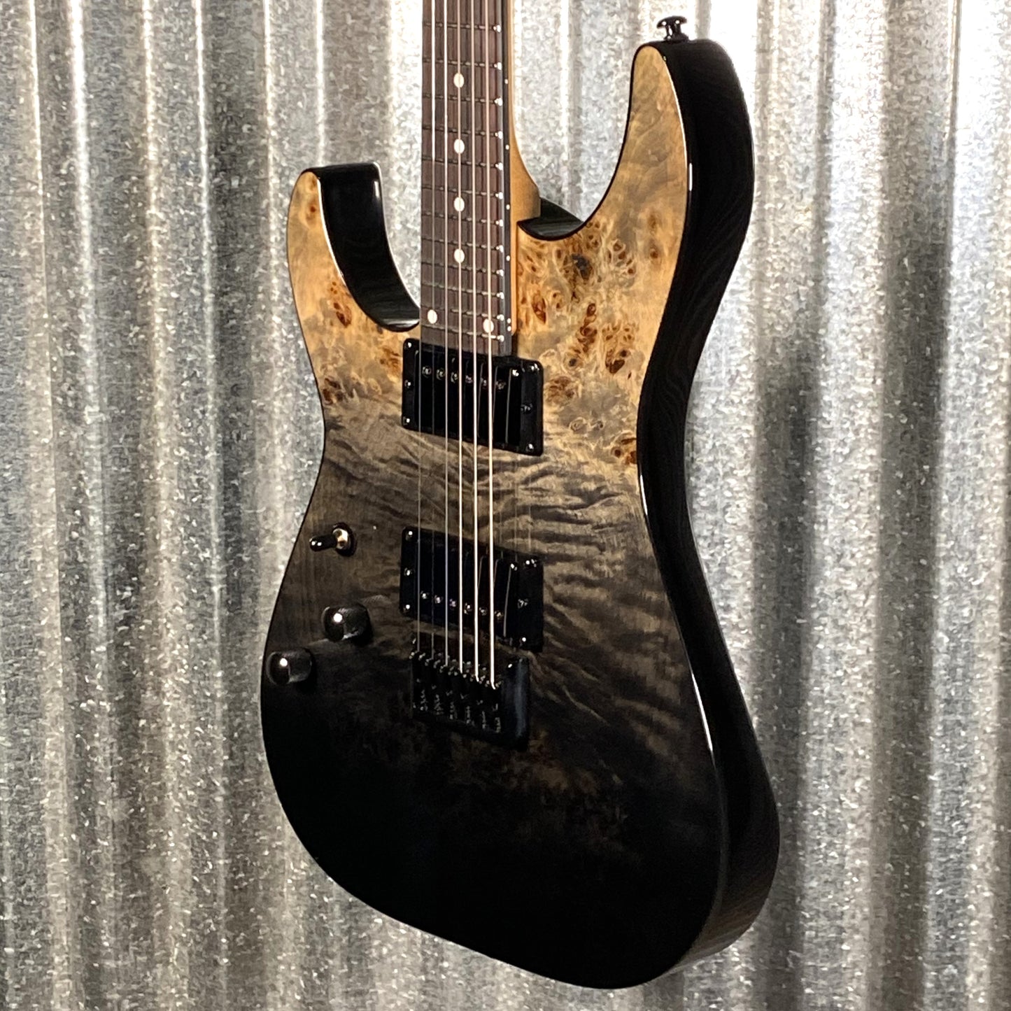 Schecter C-1 Standard Black Fade Burst Burl Left Hand Guitar #0098