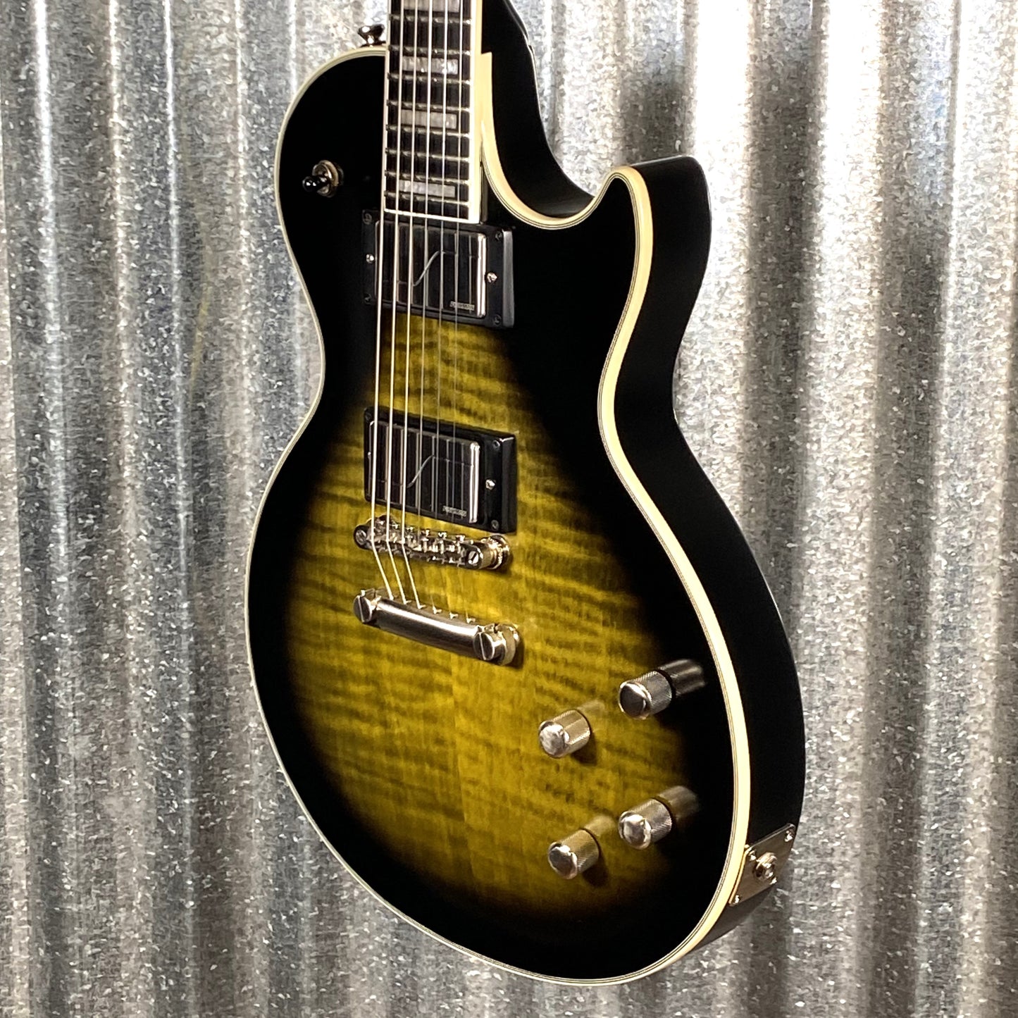 Epiphone Les Paul Prophecy Olive Tiger Aged Fishman Fluence Guitar & Bag #6204