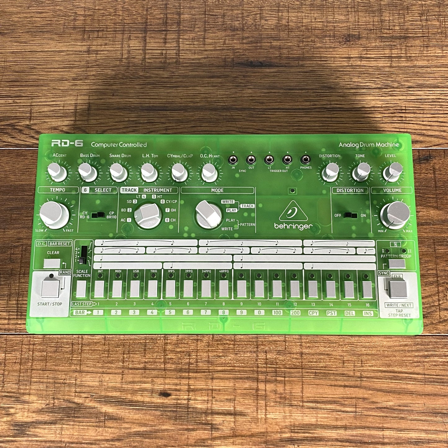 Behringer RD-6 Analog Drum Machine Sequencer Transparent Lime Used