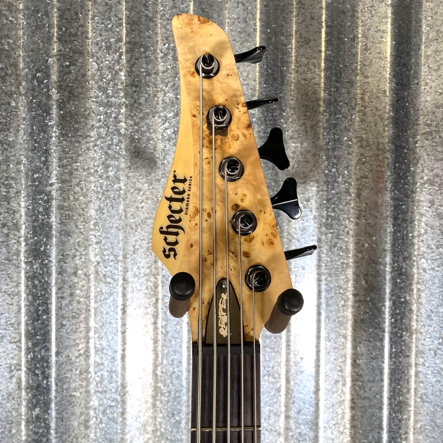 Schecter Reaper 5 String Bass Poplar Burl Top Natural Satin #1783