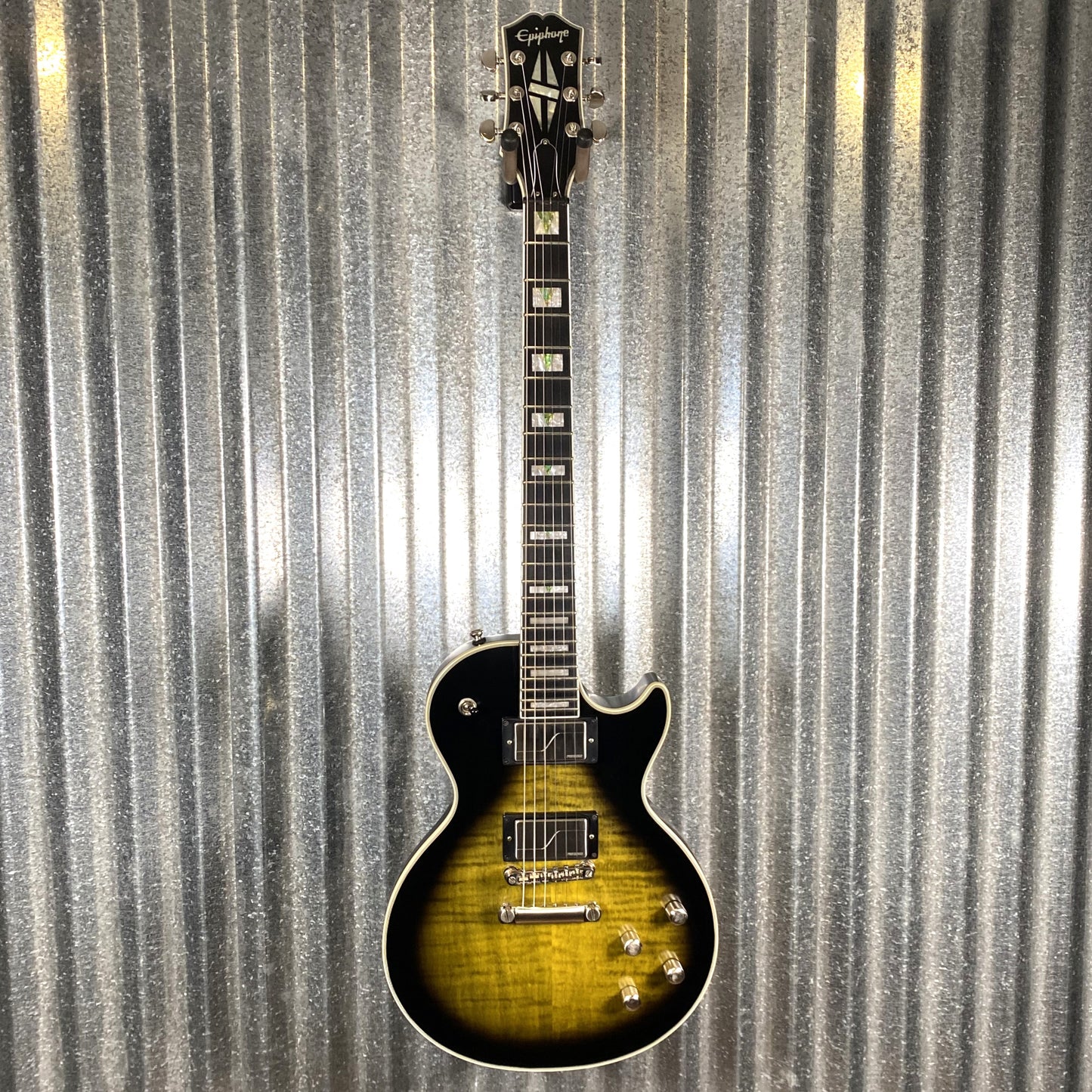 Epiphone Les Paul Prophecy Olive Tiger Aged Fishman Fluence Guitar & Bag #6204