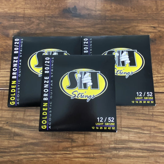 SIT Strings GB1252 Golden Bronze 80/20 Light Acoustic Guitar Strings 3 Pack