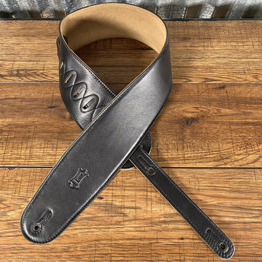 Levy's M4GF-BLK 3.5" Padded Leather Guitar Bass Strap Black