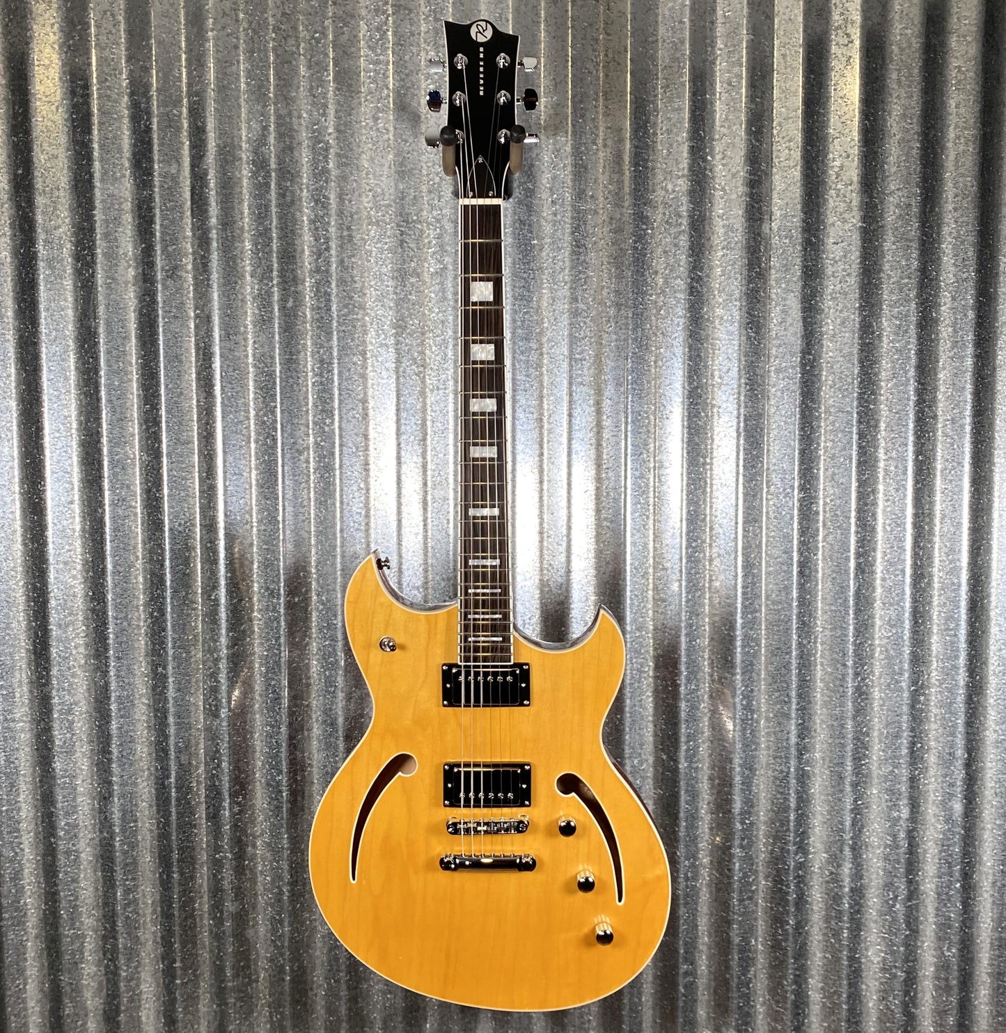 Reverend Limited Edition Manta Ray Semi Hollow Body Archtop Vintage Clear Natural Guitar & Case #3