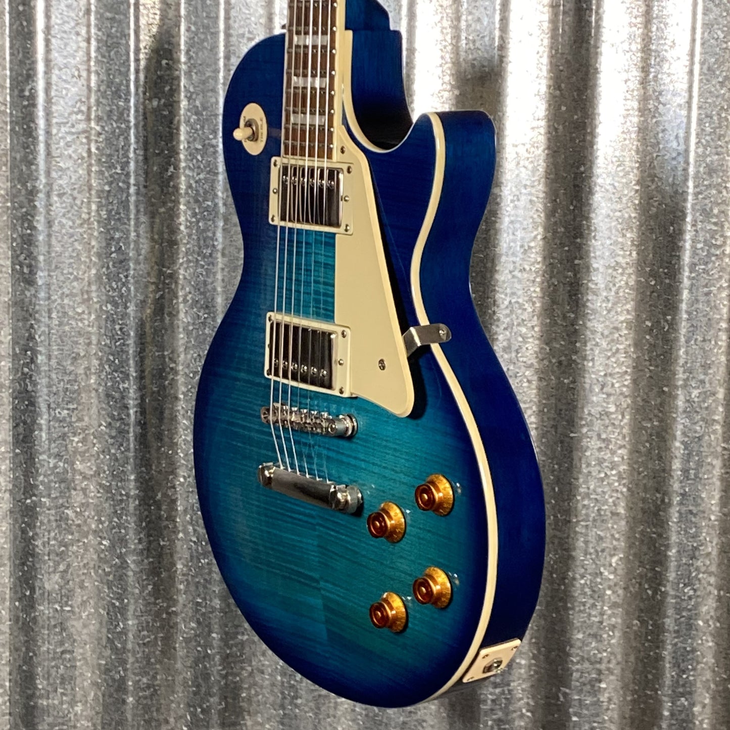 Epiphone Les Paul Standard Pro Plus Top Flame Trans Blue Guitar & Case #2135 Used