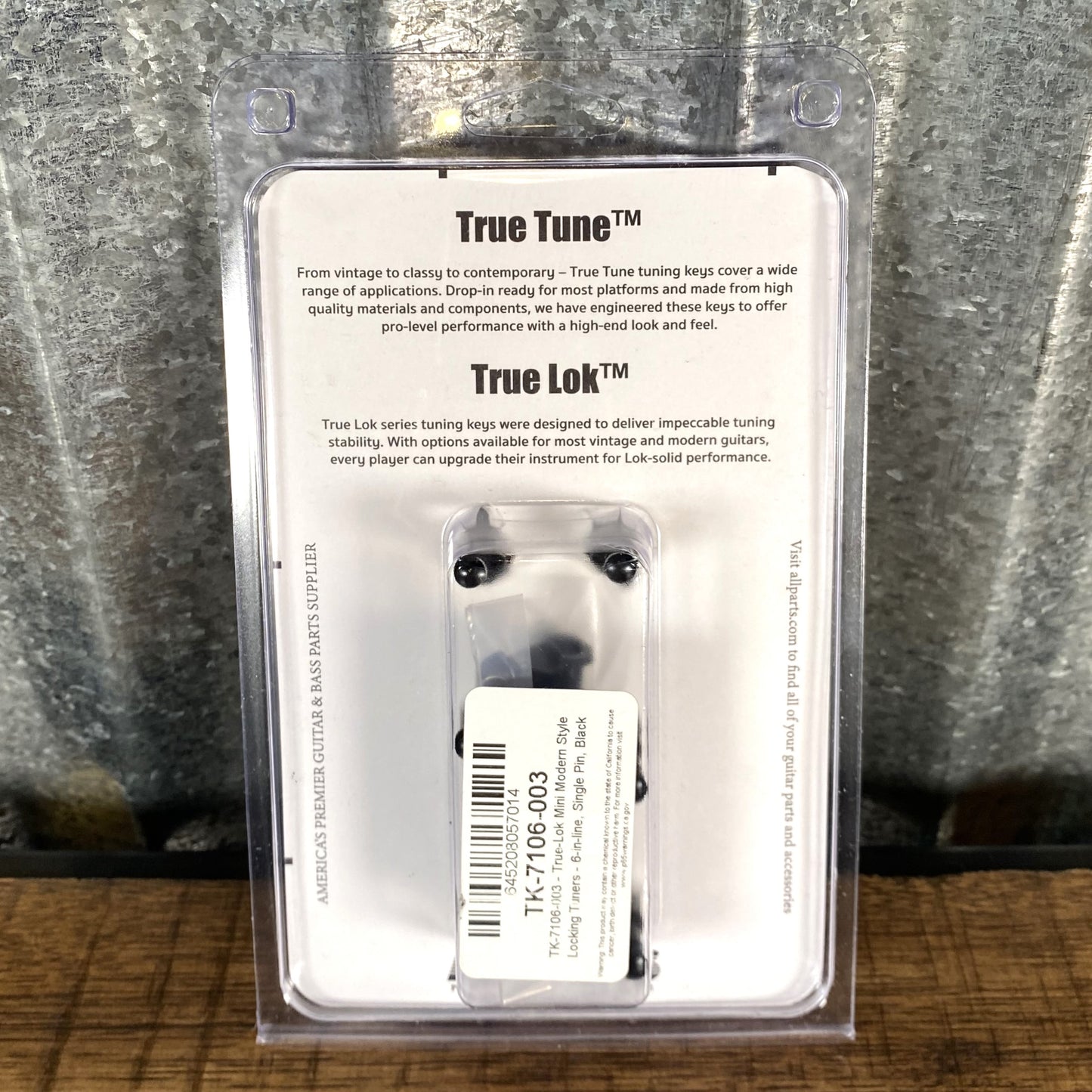 True Lok TK-7106-003 Mini Size Guitar Locking Tuners Single Pin 6 In Line Black Fits G&L USA