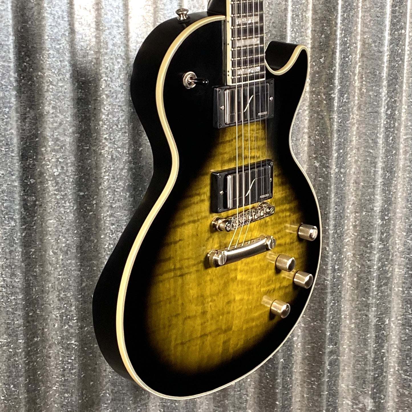 Epiphone Les Paul Prophecy Olive Tiger Aged Fishman Fluence Guitar & Bag #6204