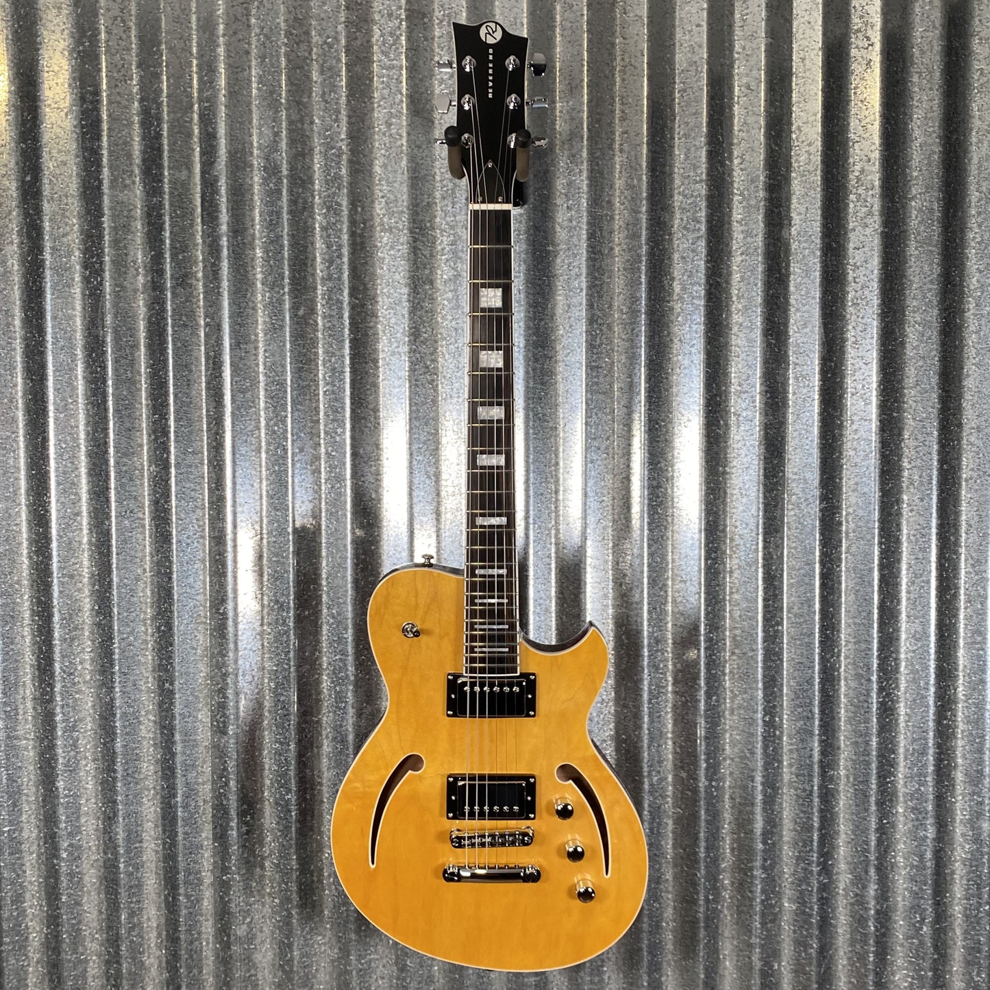 Reverend Limited Edition Roundhouse Semi Hollow Body Archtop Vintage Clear Natural Guitar & Case