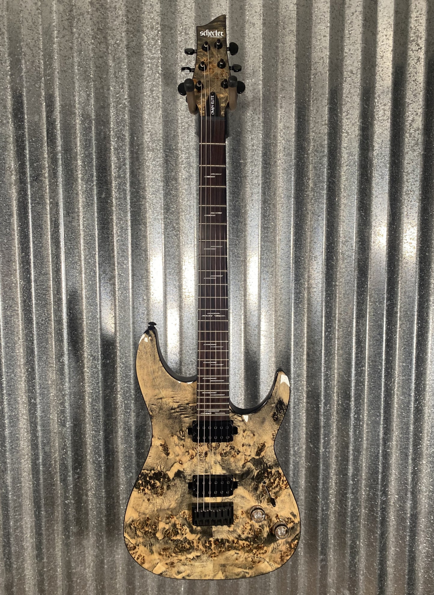 Schecter Omen Elite 6 Charcoal Burl Top Guitar #0948