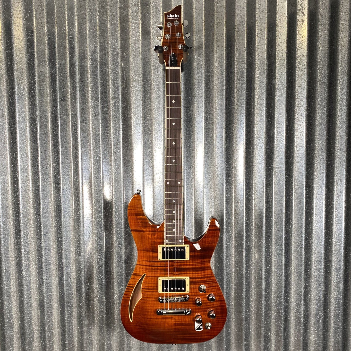 Schecter C1 E/A Classic Piezo Cat's Eye Flame Guitar #0383