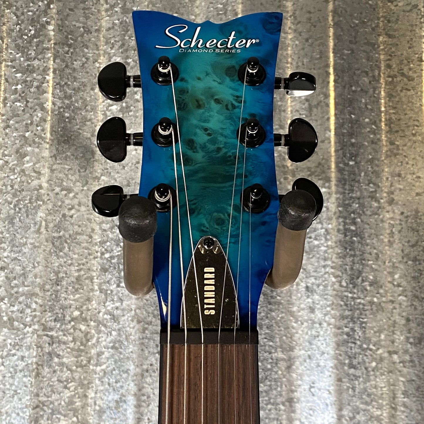 Schecter Solo-II Standard Ocean Blue Burst Burl Guitar #0502 Blem
