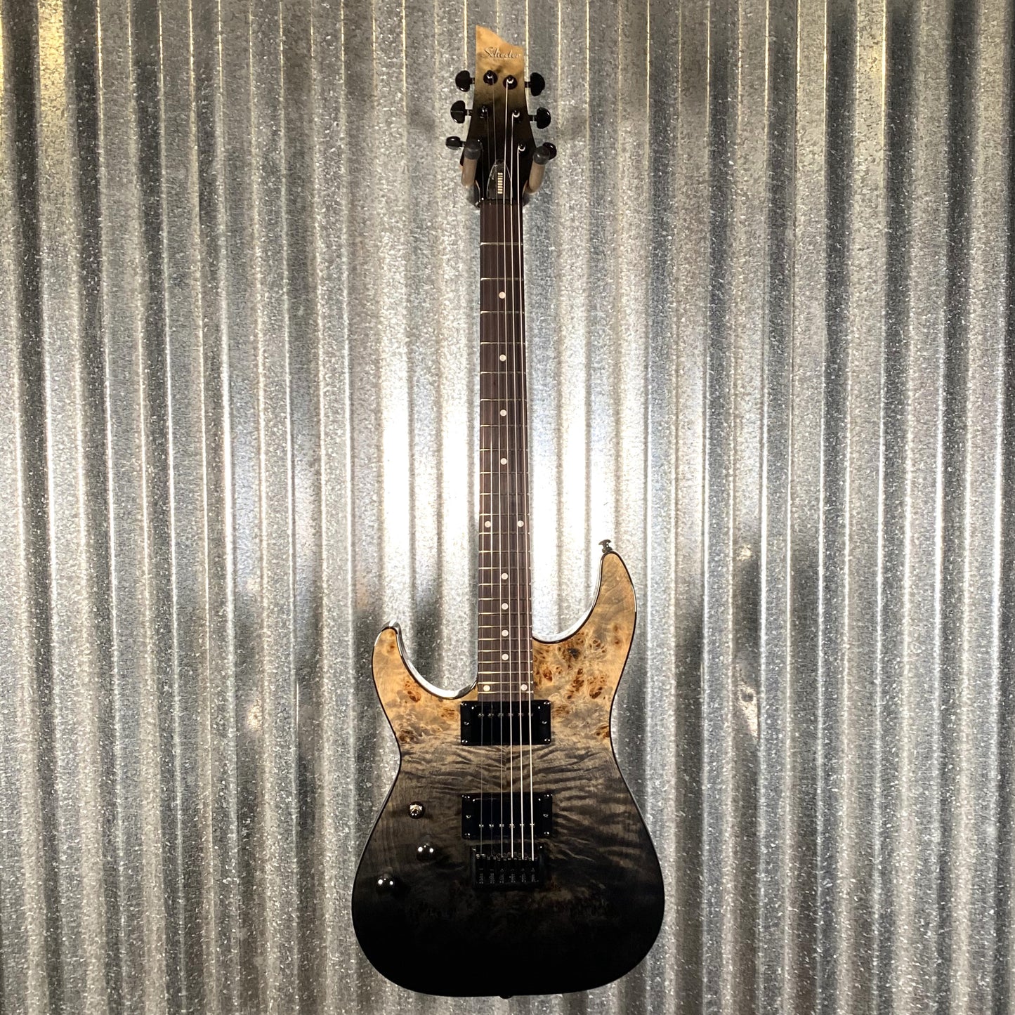 Schecter C-1 Standard Black Fade Burst Burl Left Hand Guitar #0098