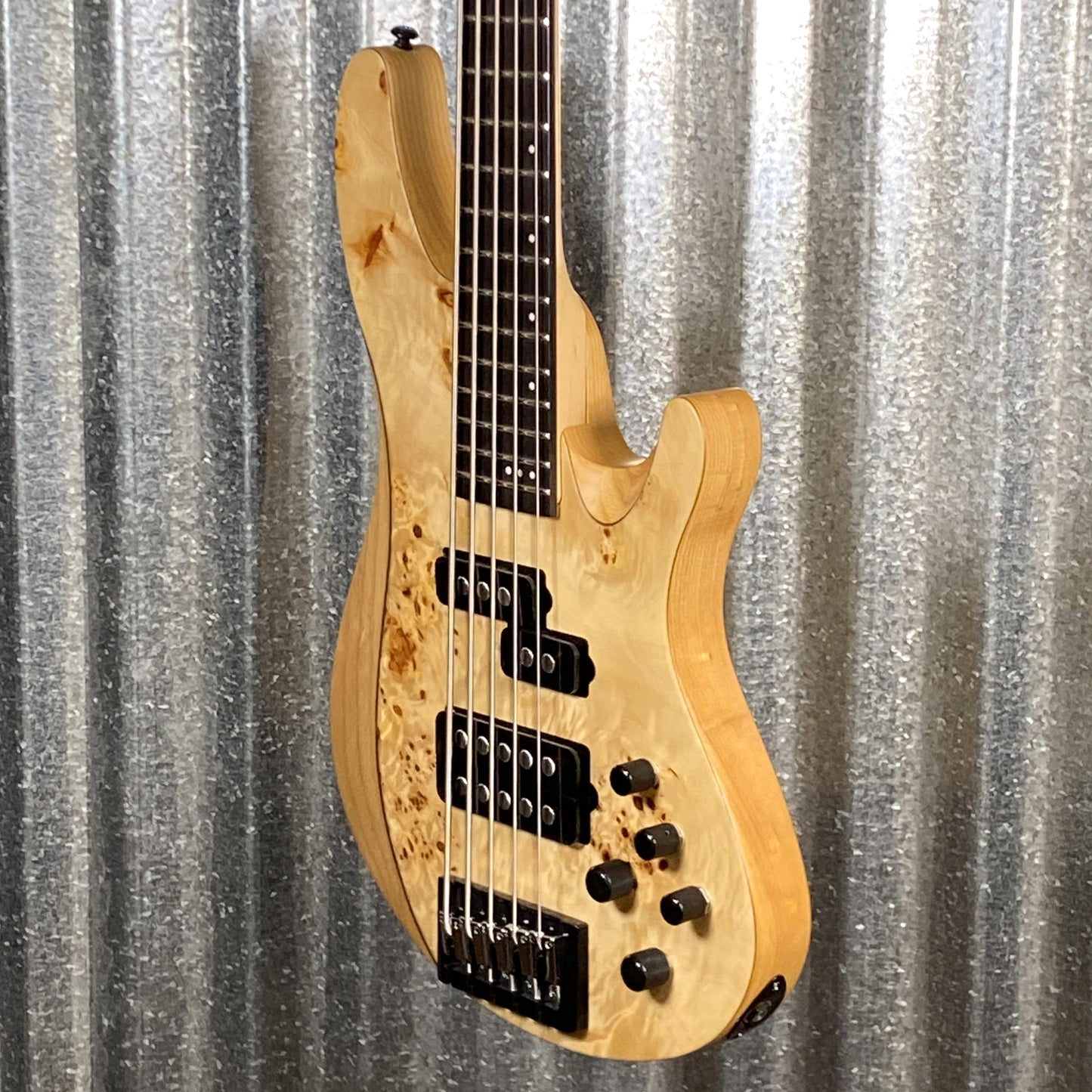 Schecter Reaper 5 String Bass Poplar Burl Top Natural Satin #1783