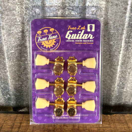 True Lok TK-7111-002 Vintage Style Locking Tuners 3x3 Gold