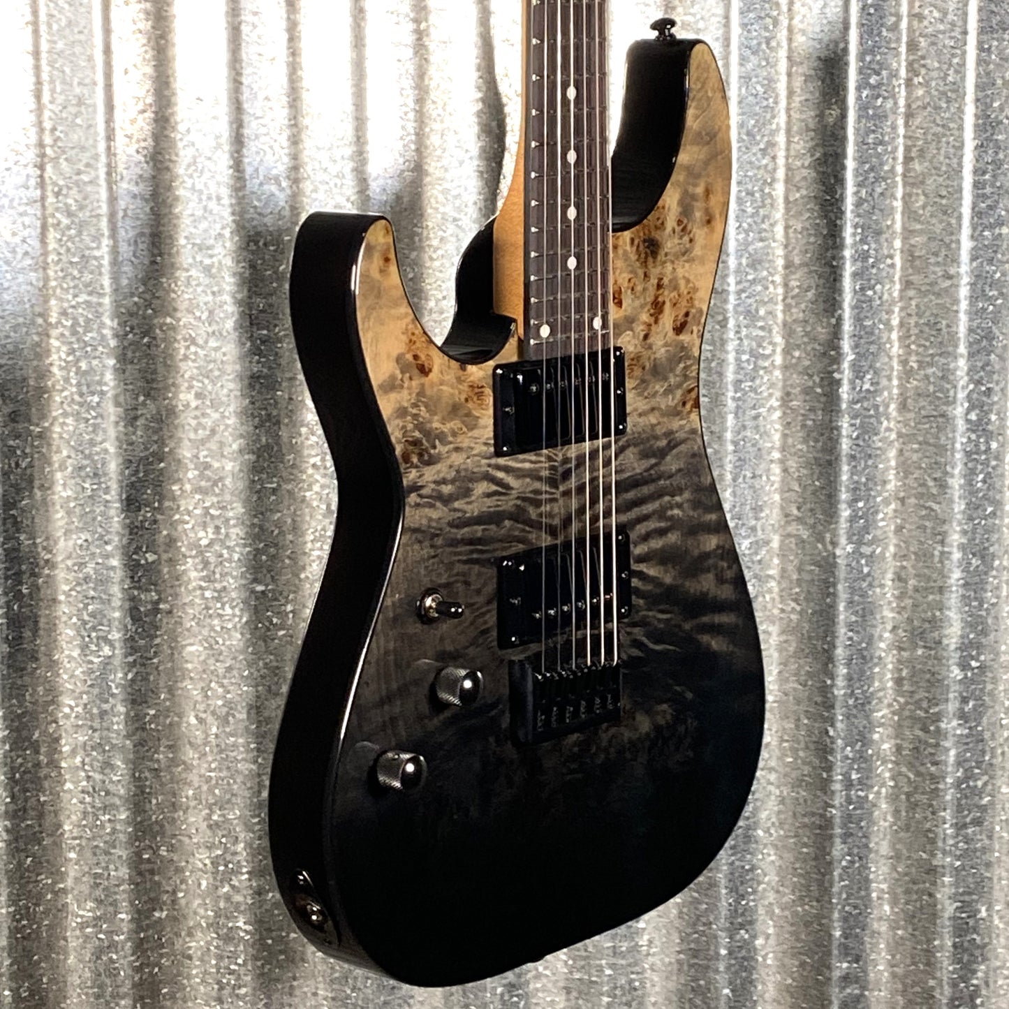 Schecter C-1 Standard Black Fade Burst Burl Left Hand Guitar #0098