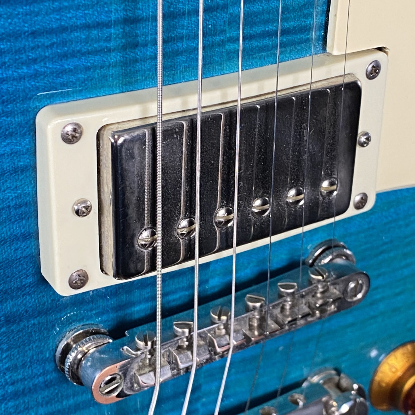 Epiphone Les Paul Standard Pro Plus Top Flame Trans Blue Guitar & Case #2135 Used