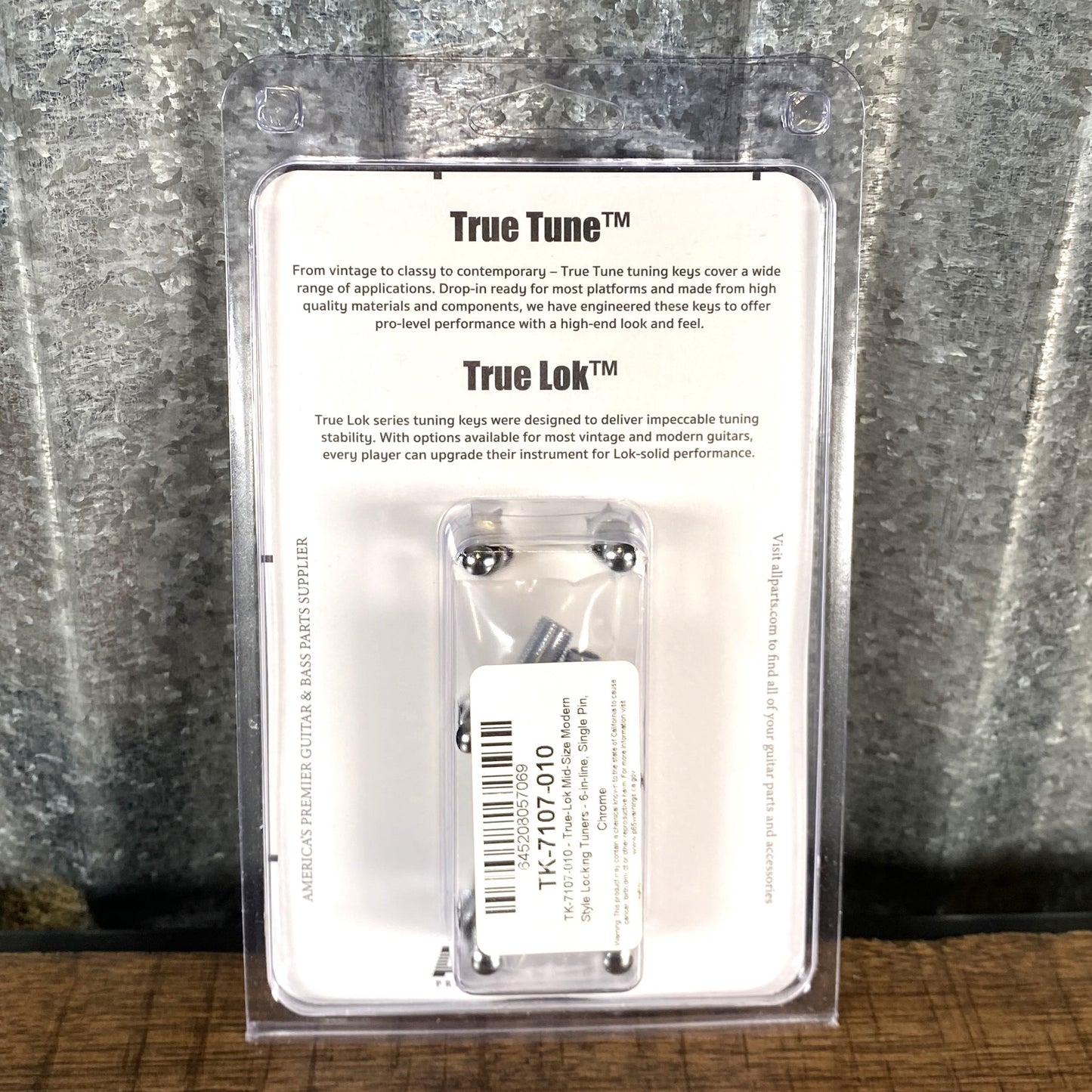True Lok TK-7107-010 Mid Size Guitar Locking Tuners Single Pin 6 In Line Chrome Fits G&L USA
