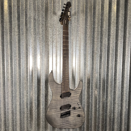 ESP LTD M-1000 Multi Scale Flame Top See Thru Black Satin Guitar M1000MSFMSTBLKS #0382 Used