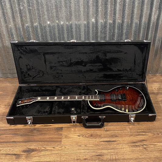 ESP LTD EC-1000 ET Evertune Quilt Top Dark Brown Sunburst Guitar & Case #1459 Used