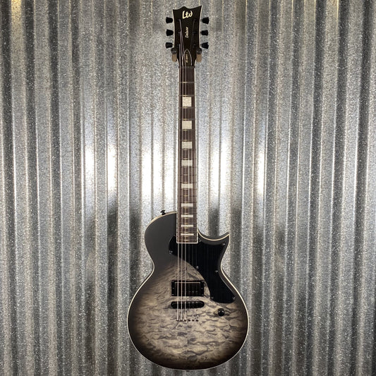 ESP LTD EC-01FT QM Quilt Top Charcoal Burst Satin Teardrop Guitar EC01FTQMCHBS #0627 Used
