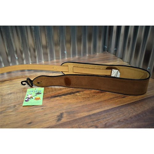Onori International CL-S5-BRN Cowless 2.75" Suede Leather Free Guitar & Bass Strap Brown
