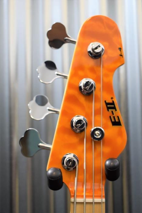 ESP Japan E-II J-4 Quilt Maple Amber 4 String Jazz Bass Seymour Duncan & Case