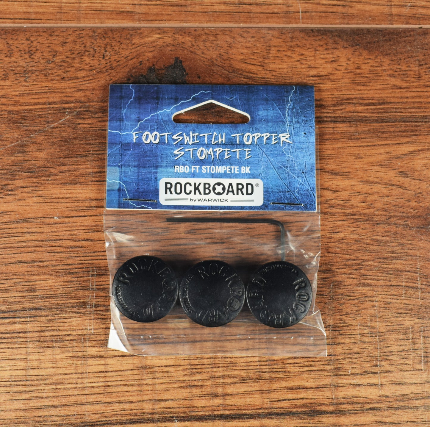 Warwick Rockboard StomPete Guitar Effect Pedal Footswitch Topper Black Set of 3