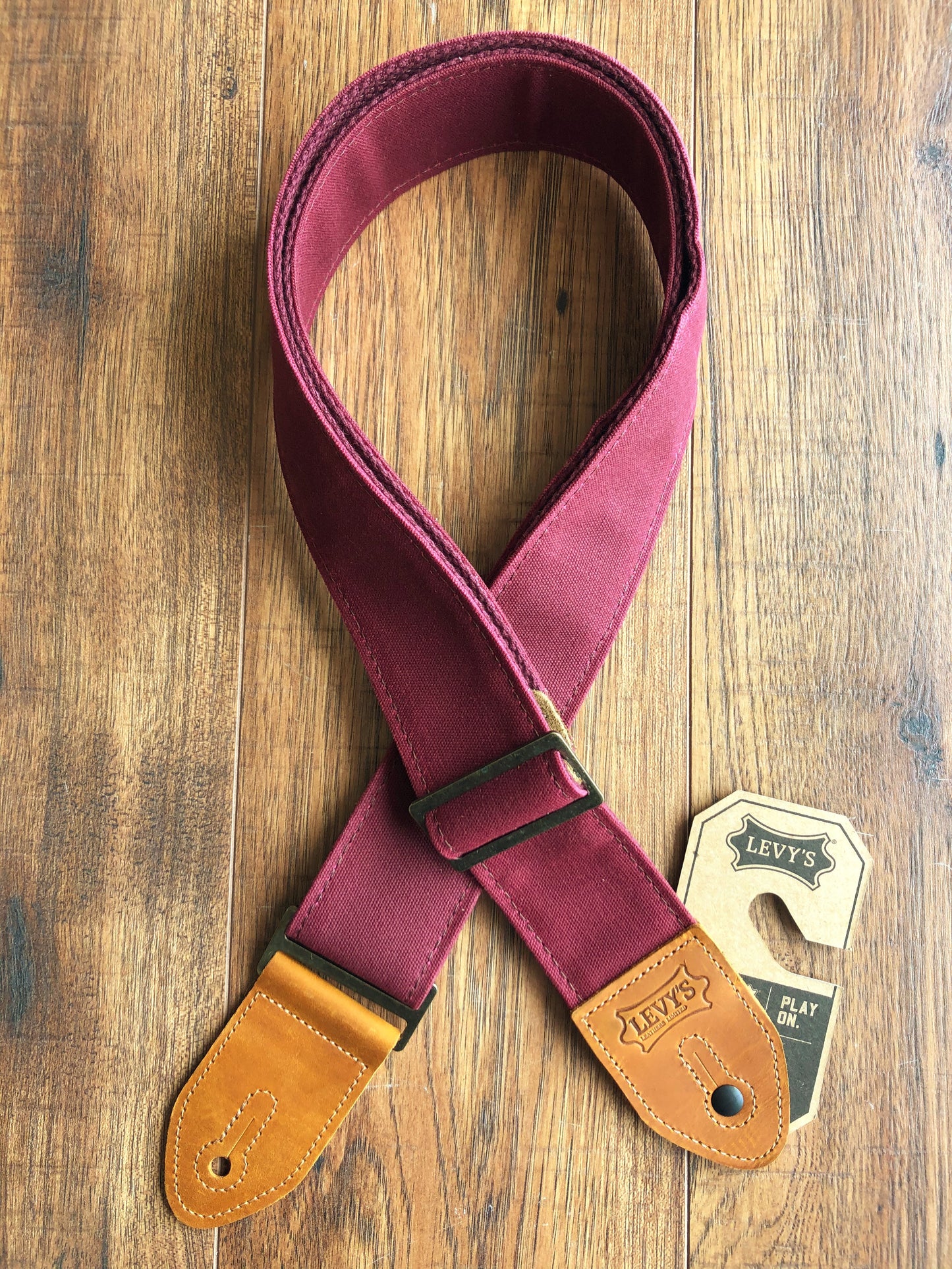 Levy's M7WC-BRG 2" Waxed Canvas Cotton Back Adjustable Guitar & Bass Strap Burgundy