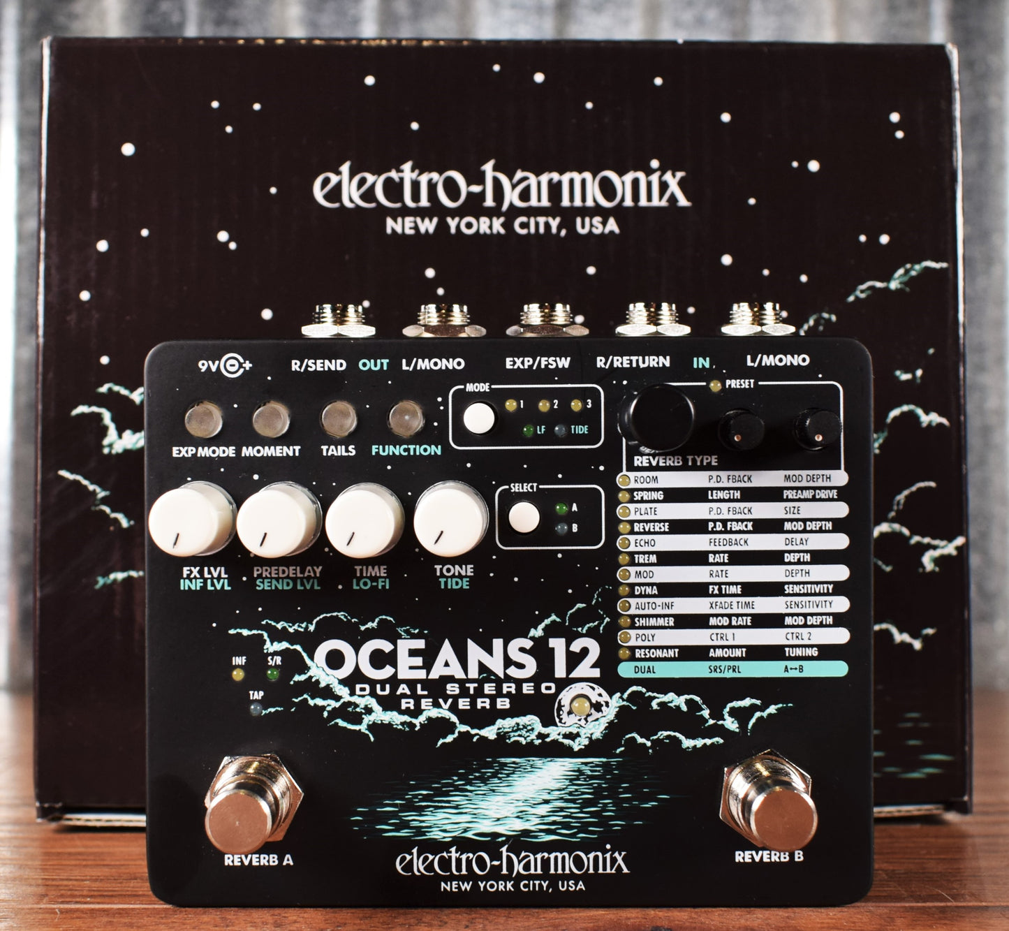 Electro-Harmonix EHX Oceans 12 Dual Stereo Reverb Guitar Effect Pedal