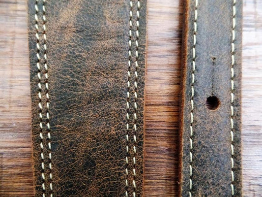 LM Products CLUB CO Leather Double Stiched Electric Guitar Strap