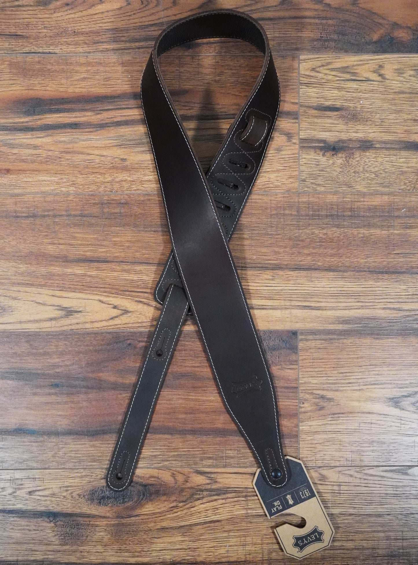 Levy's M17BAS-DBR 2.5" Pull-Up Butter Leather Guitar Strap Dark Brown
