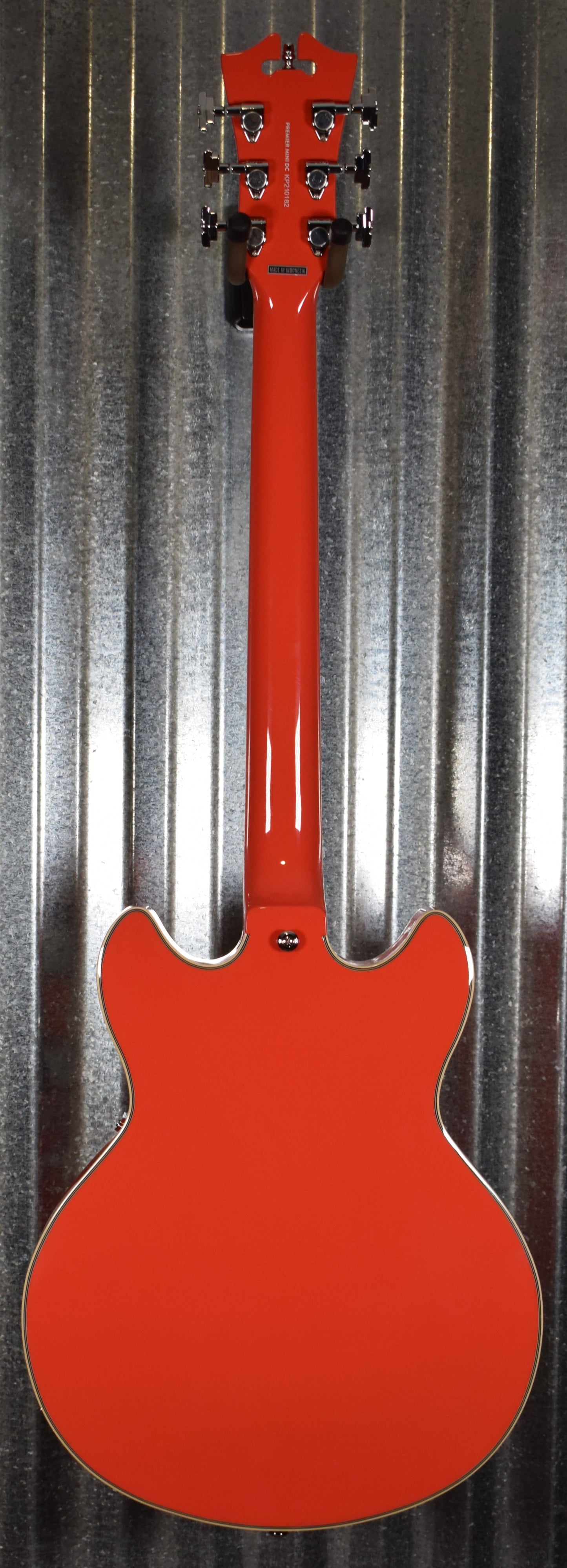 D'Angelico Premier Mini DC Cut Semi Hollow Stop Bar Fiesta Red Guitar & Bag #0182