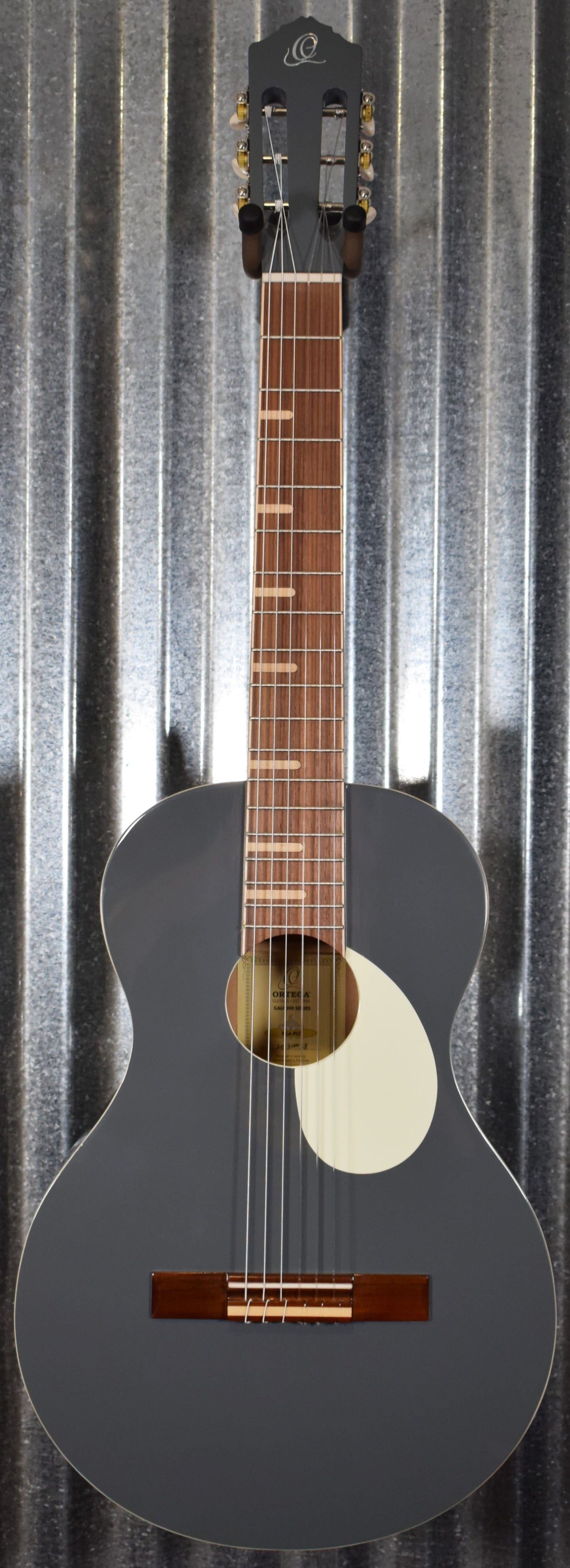 Ortega RGA-PLT Gaucho Nylon String Parlor Guitar Platinum Gray Guitar & Bag #0058