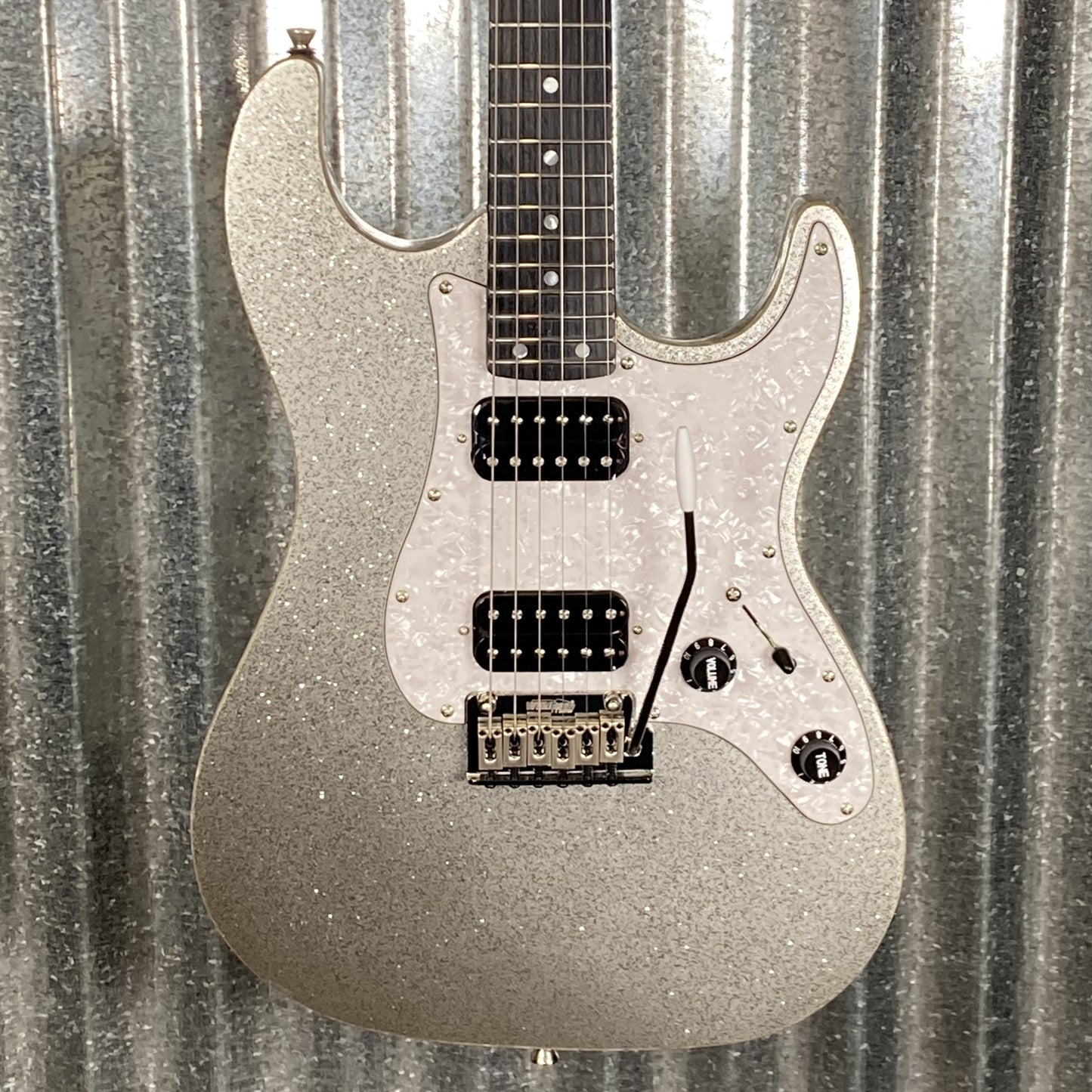 Jet JS500SLS HH Strat Style Guitar Bound Silver Sparkle #0009 Blem