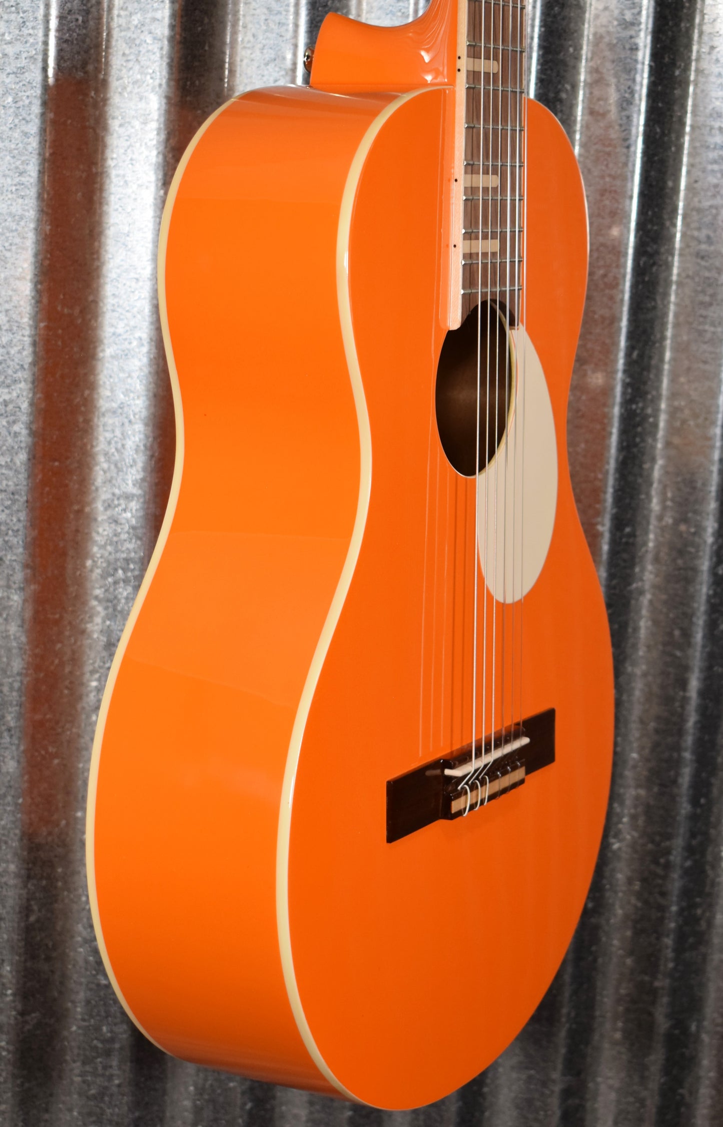Ortega RGA-ORG Gaucho Nylon String Parlor Guitar Orange Guitar & Bag #0034