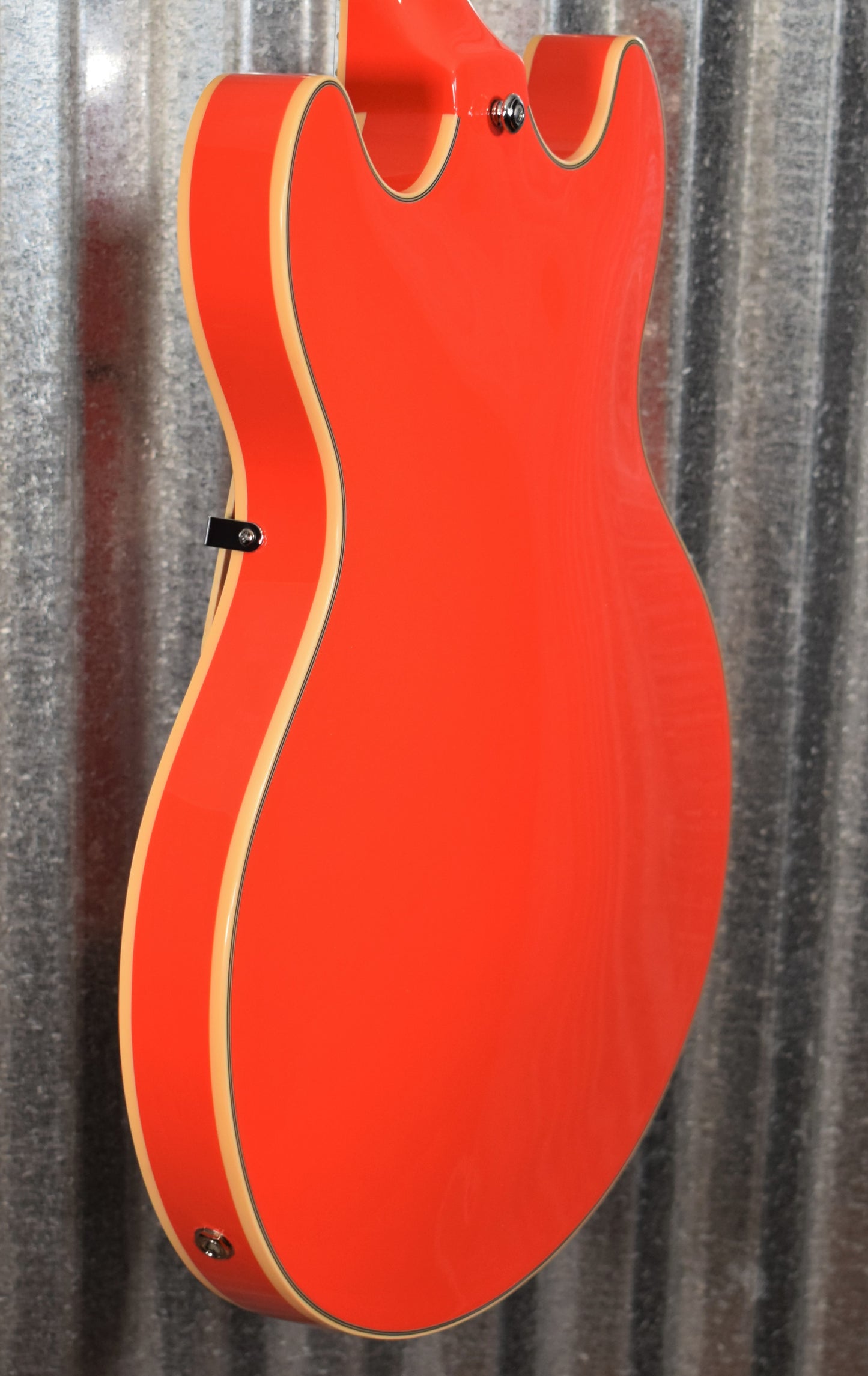 D'Angelico Premier DC Double Cut Semi Hollow Stop Bar Fiesta Red Guitar & Bag #5384