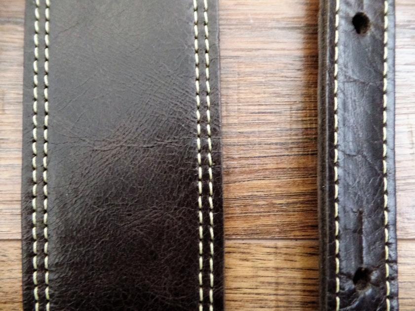 LM Products GP-25 CH Element Leather Walnut Double Stitched 2.5" Guitar Strap