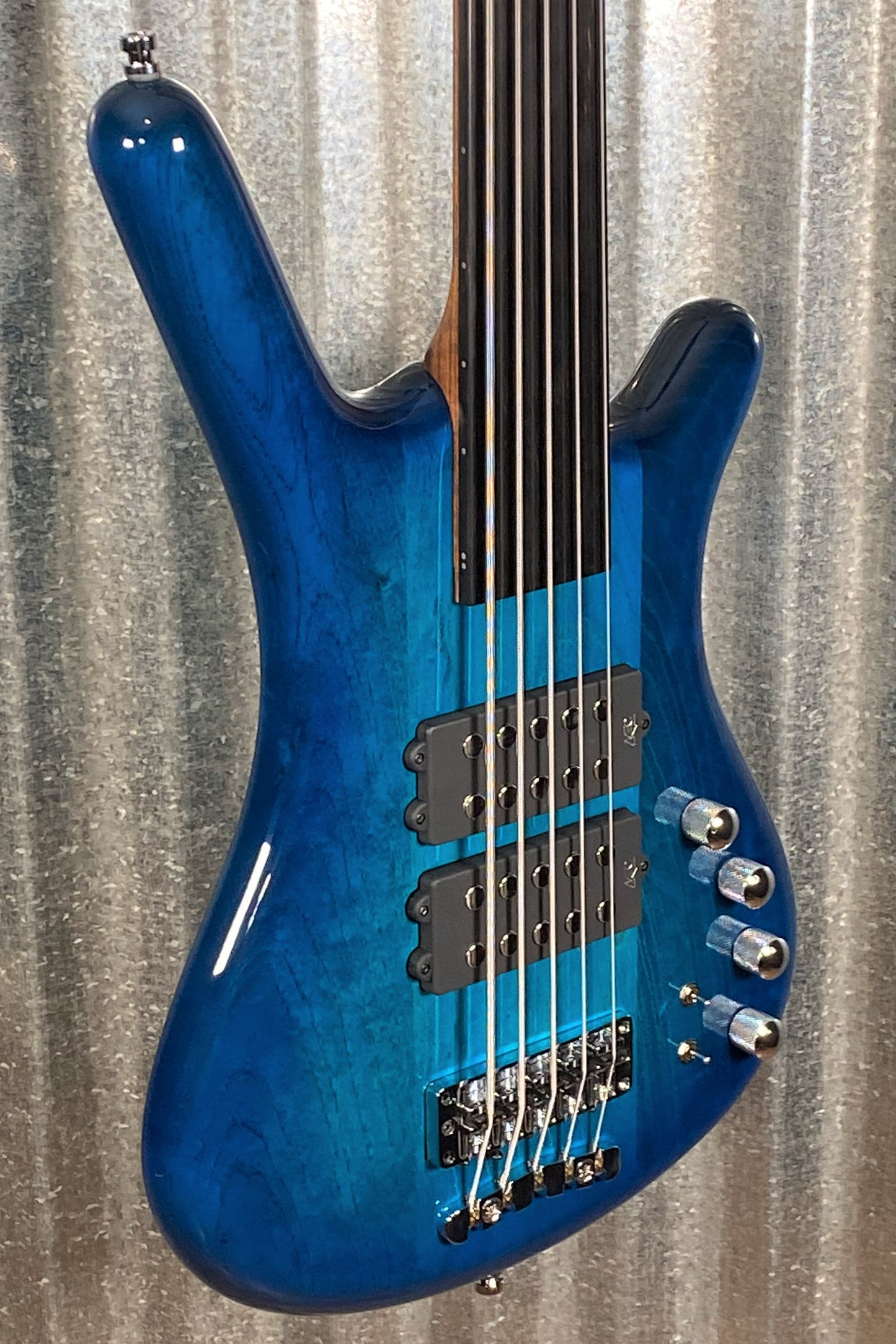 Warwick German Pro Series Corvette $$ Fretless 5 String Bass LTD Edition Lagoon Blueburst & Bag #5822