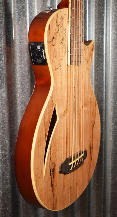 ESP LTD TL-5 Spalted Maple Thinline 5 String Acoustic Electric Bass LTL5SMNAT & Case #1008