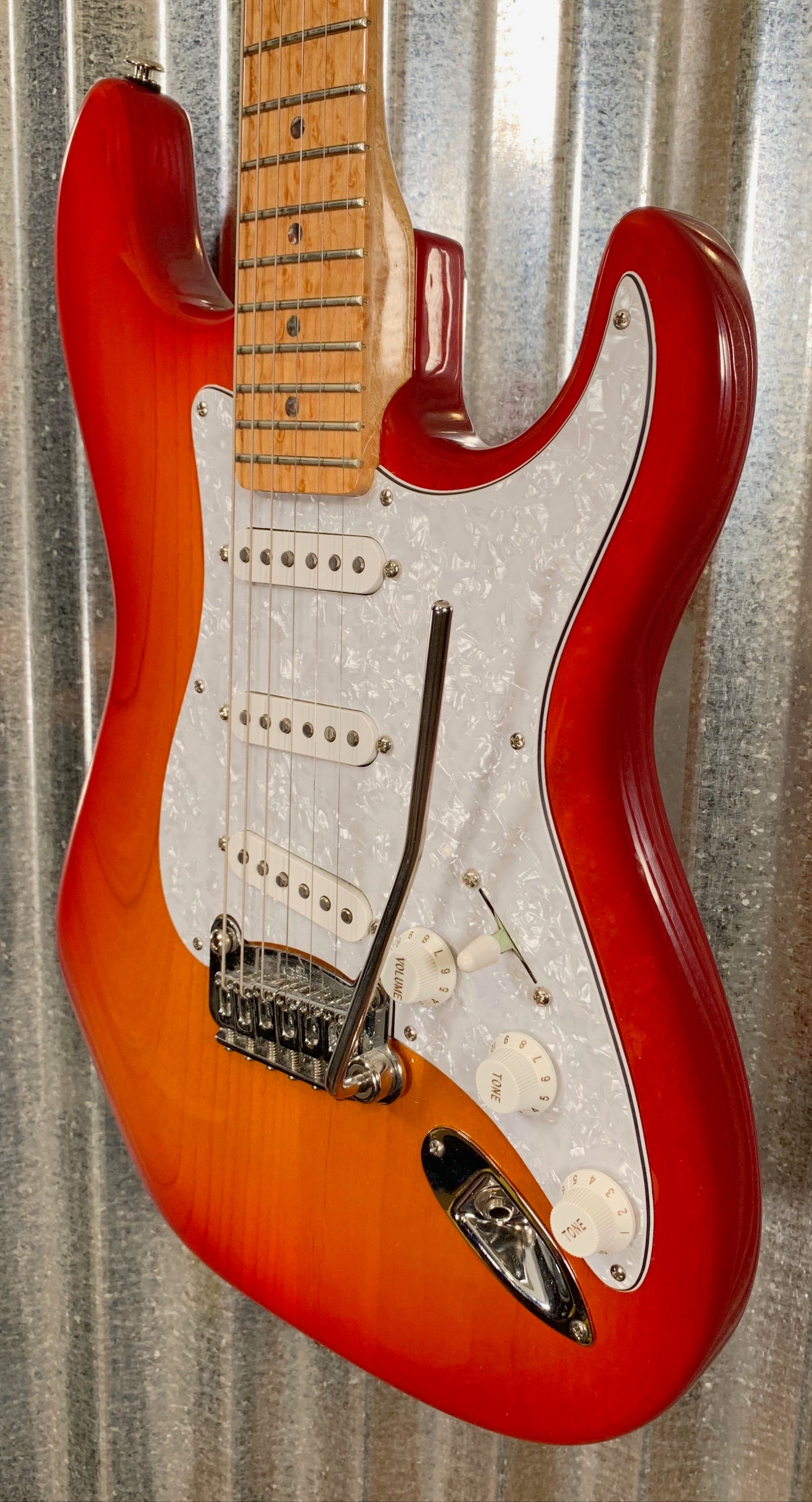 G&L USA Custom Legacy Cherryburst Birdseye Guitar & Hardshell Case #0343 Used