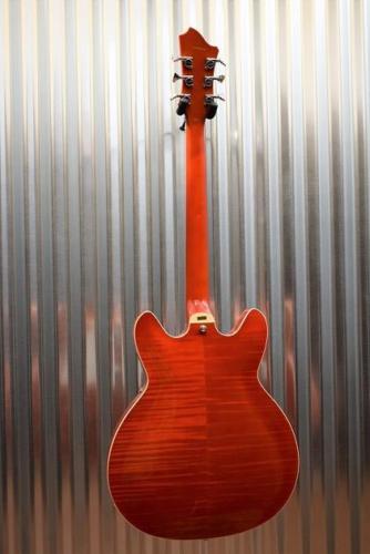 Hagstrom Super VIking SUVIK-MDE Mandarine Flame Top Semi-Hollow Guitar #585