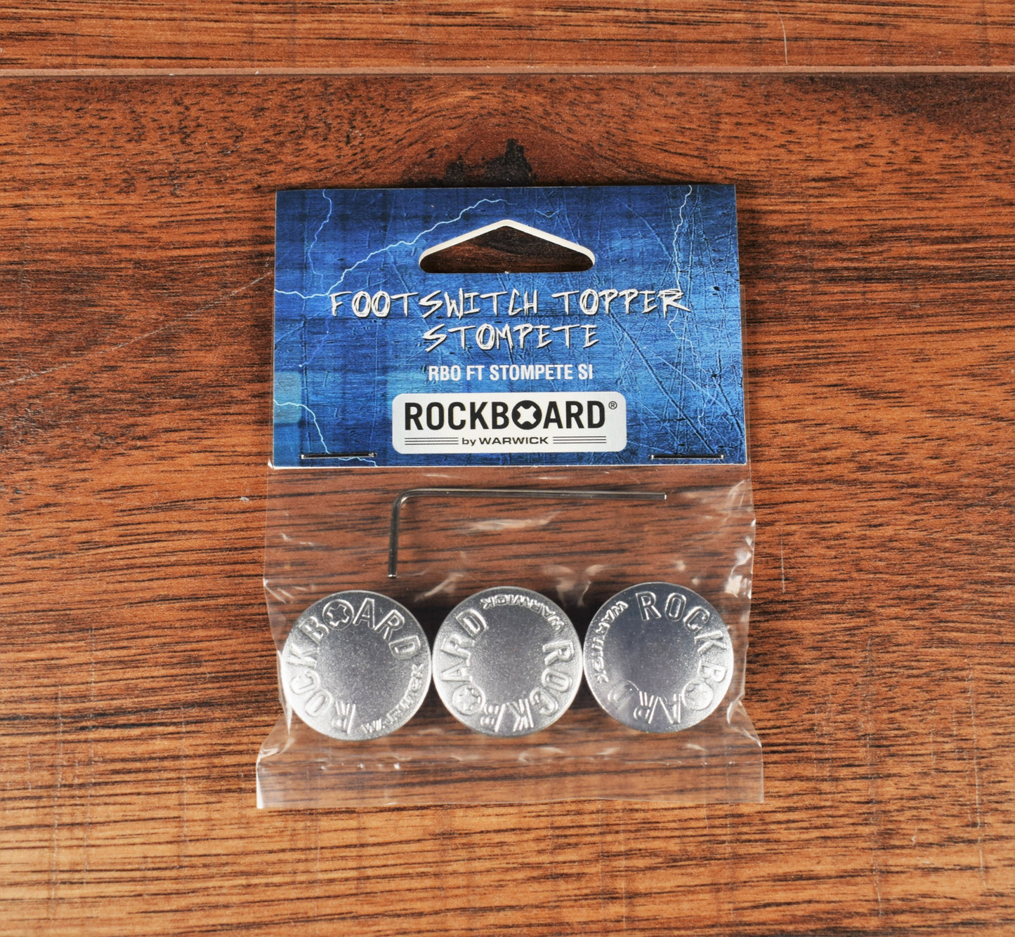Warwick Rockboard StomPete Guitar Effect Pedal Footswitch Topper Silver Set of 3